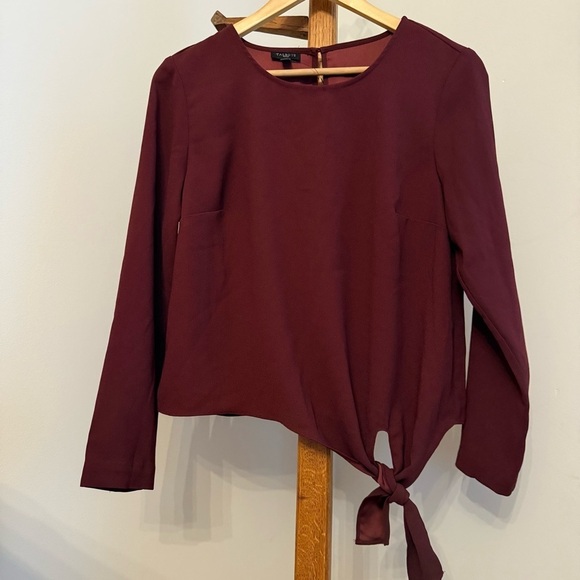 Talbots Tops - Talbots Medium Petite Deep Red Wine Color Long Sleeve Blouse